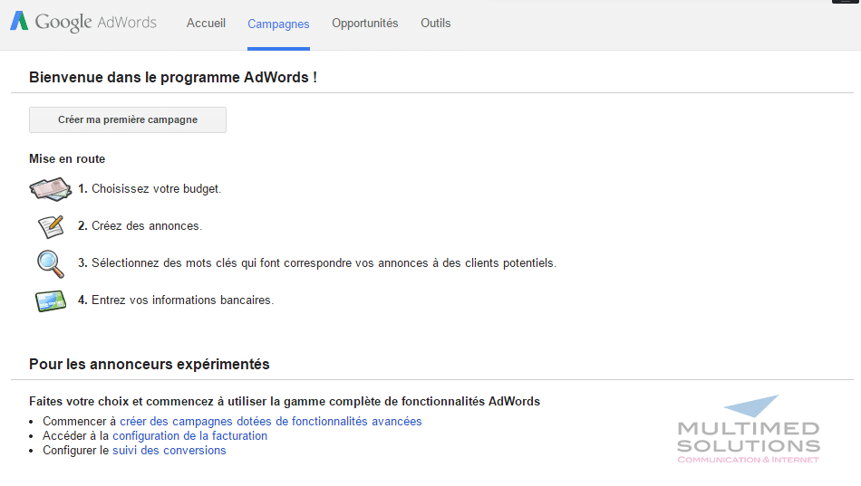 Création d'un Compte Adwords