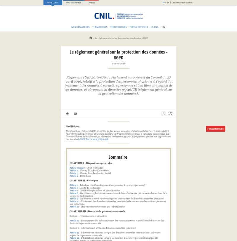 Règles de la CNIL